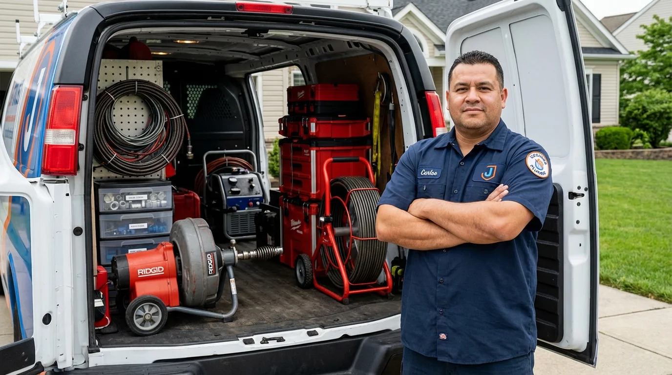 Professional drain cleaning equipment and Johns Plumbing LLC plumber in Palm Beach