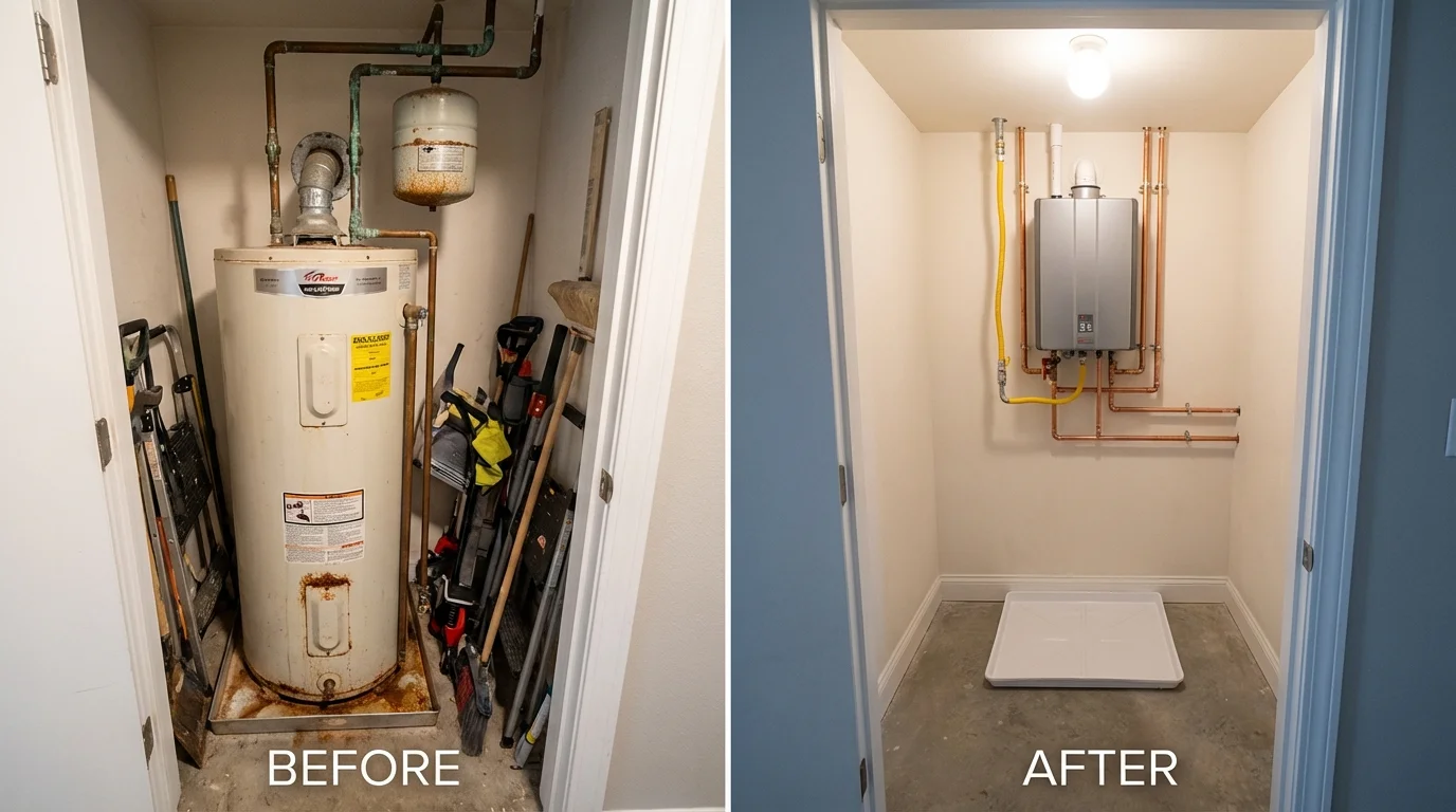 Tank water heater versus wall-mounted tankless unit comparison for Palm Beach, FL homeowners