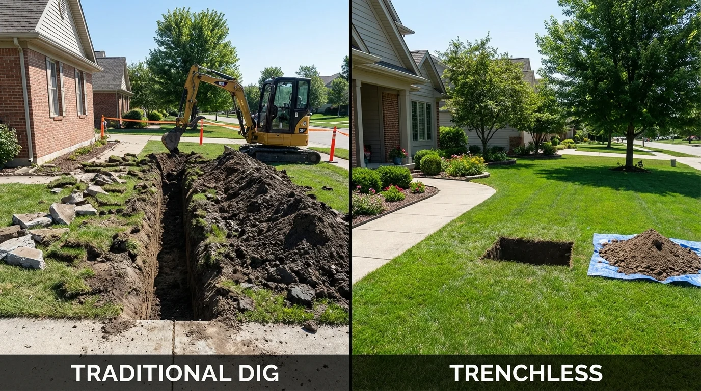 Trenchless sewer repair with minimal yard damage versus traditional excavation in Palm Beach, FL